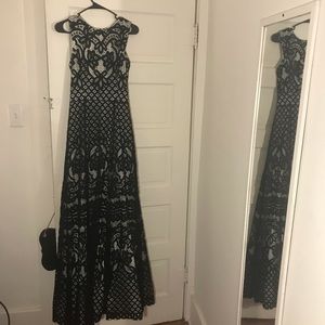 Black lace floor length Vera Wang dress